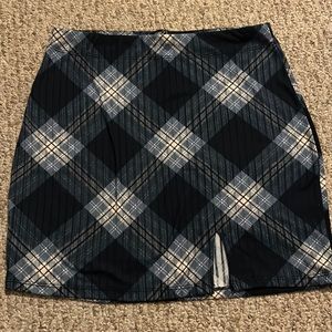Blue and white plaid skirt